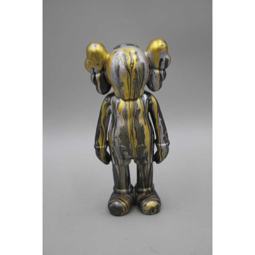 KAWS Companion 11" Tiktok Painting Marble Drip Gold Black Silver Figure Model